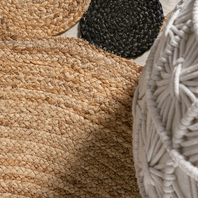 JONATHAN Y Aurora Geometric Jute Circle Area Rug