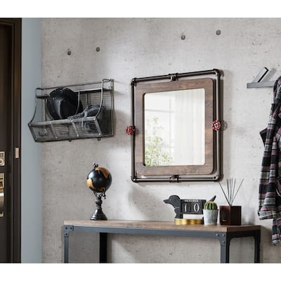 DH BASIC Industrial Pipe and Water Valve Accent Wall Mirror by Denhour