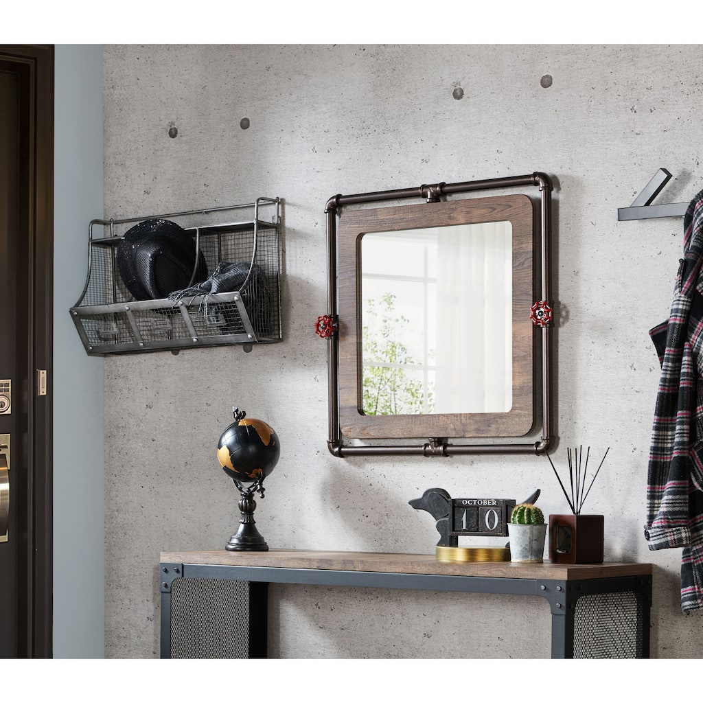 DH BASIC Industrial Pipe and Water Valve Accent Wall Mirror by Denhour