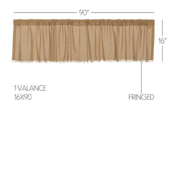 dimension image slide 6 of 7, Tobacco Cloth Fringed Valance