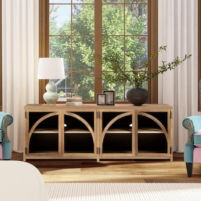 Oliver 65" Arched Door Open Shelf TV Stand Media Cabinet