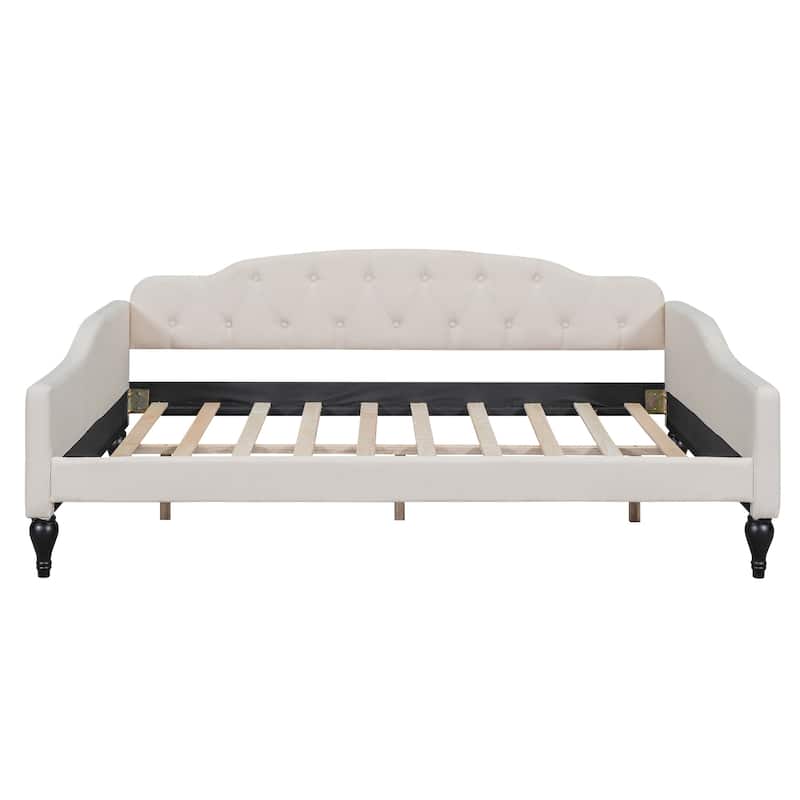 Modern Full Size Upholstered Wood Daybed with Multifunctional Design