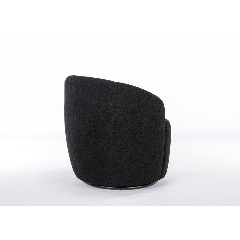 Wool Swivel Barrel Chair with 360° Rotation & Metal Base