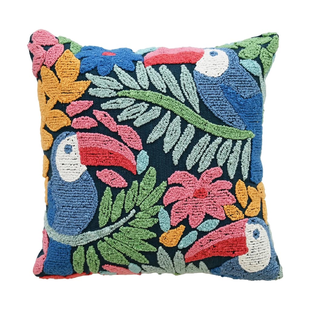 Vibhsa Decorative Pillow with Birds and Floral Design, 20"X20"