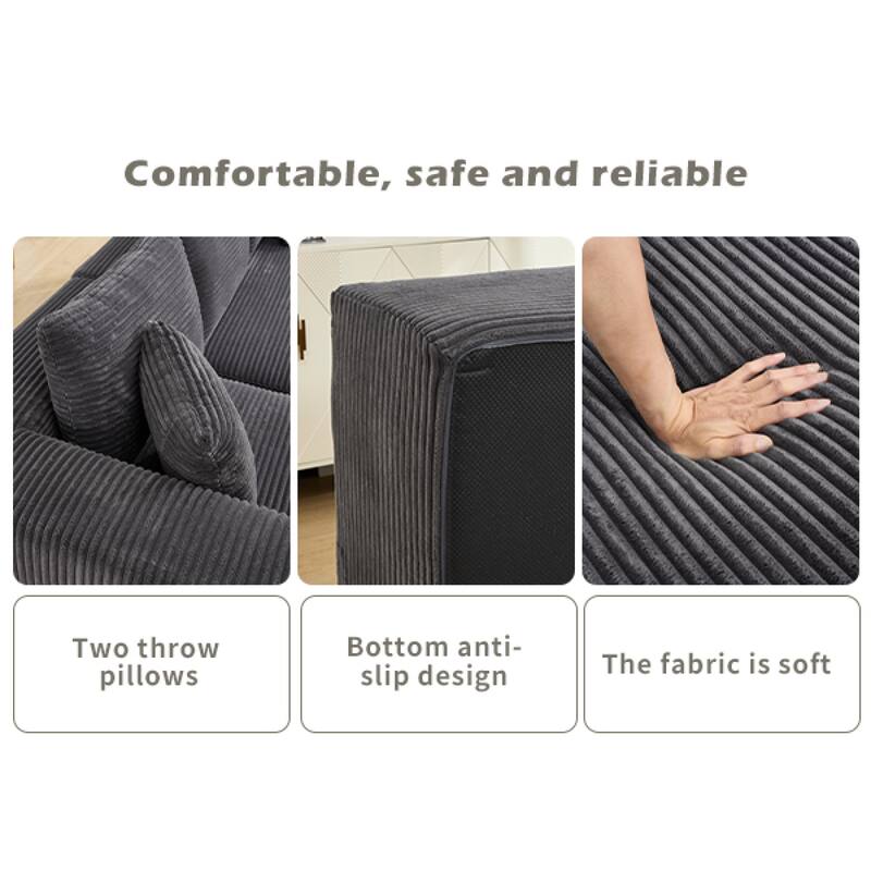 Roomfitters Modular Sectional Sofa L-Shape Cloud Couch with Oversized Right Facing Chaise, Memory Foam 2-Seat Sofa