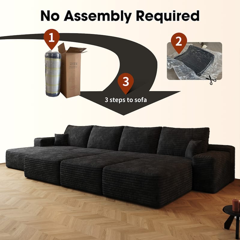 135.4-in Casual Black 4 -seater Left Reclining Sectional - 8' x 10'