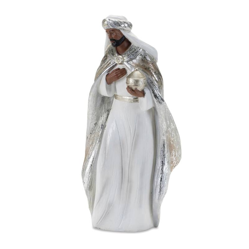 Christmas Nativity Figurine Decorations - 6" - White and Silver - Set of 6