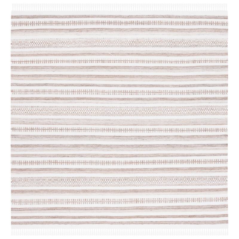 SAFAVIEH Handmade Kilim Ibone Transitional Rug - 6' Square - Ivory/Light Brown
