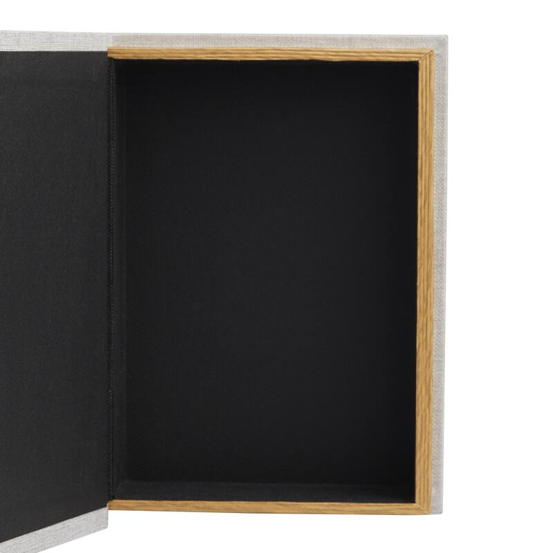 Faux Leather or Linen Fabric Book Storage Box - Set of 3 White, Beige, Black, Red or Light Gray - Roche River Decor