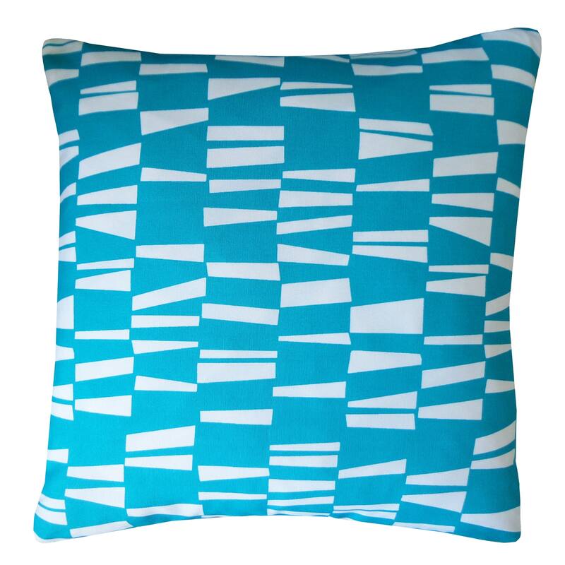 Jiti Outdoor Angel Geometric Patterned Waterproof Square Throw Pillows Cushions for Pool Patio Chair 20 x 20 - Teal/White