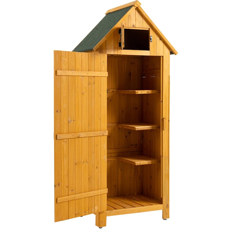 30.3"L X 21.3"W X 70.5"H Outdoor Storage Cabinet Tool Shed - Brown