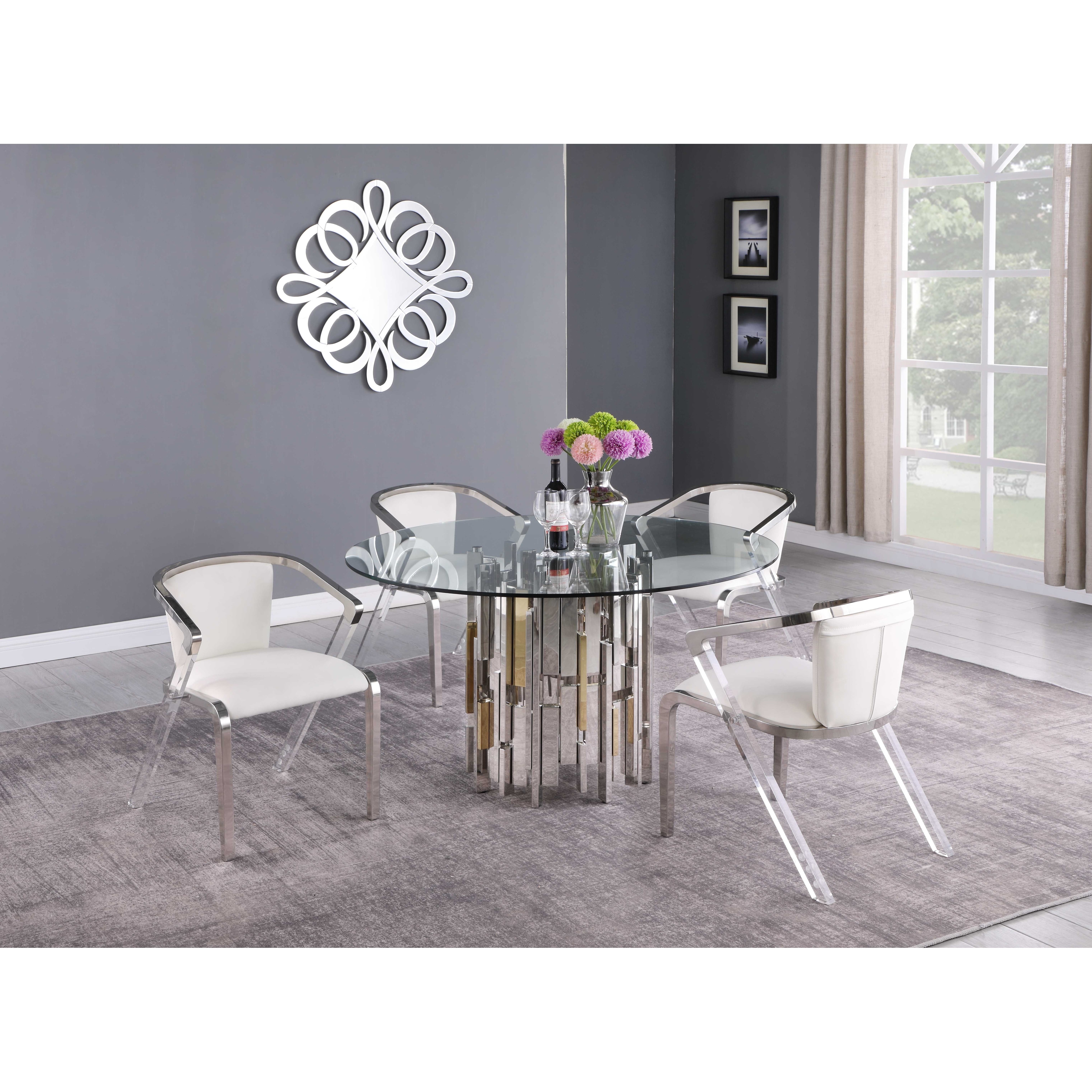 Somette ema round glass clearance top dining table