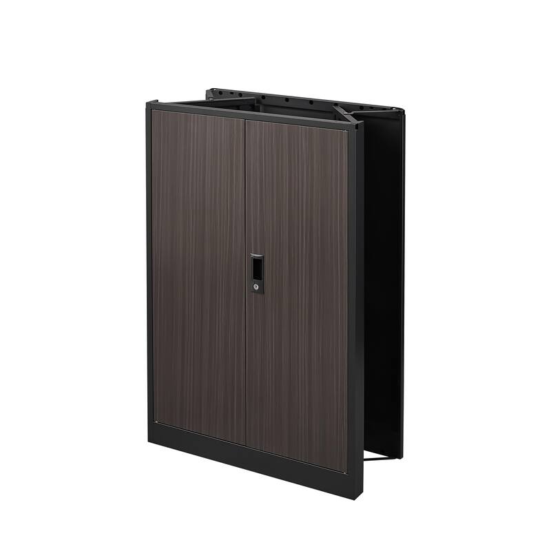 Modern File Cabinet Folding Document Storage Cabinet with Doors, Adjustable Shelves and Locks, for Home Office, School, Garage