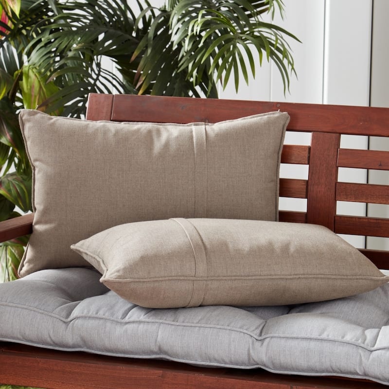 Greendale Home Fashions Sunbrella 21" x 14" Rectangle Outdoor Throw Pillow (Set of 2) - Cast Shale