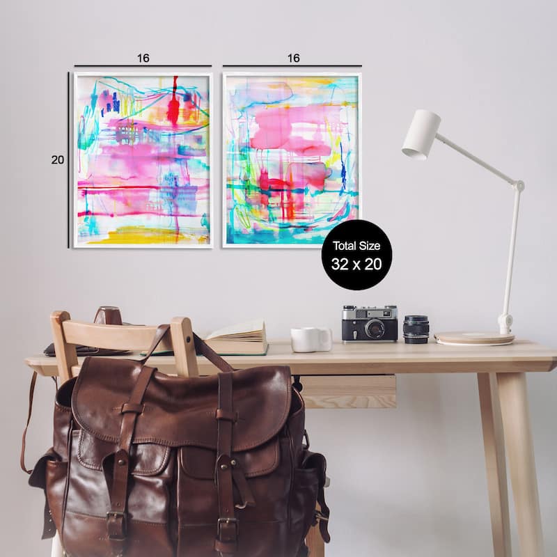 Stupell Vibrant Chaos Abstractions Framed Giclee Art Design By Gemma Bardot (Set of 2)