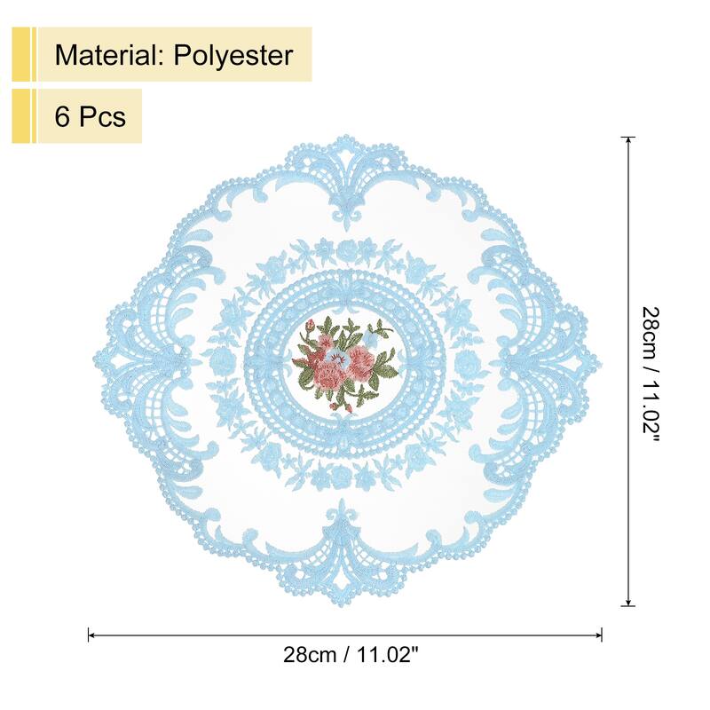 6 Pcs Retro Lace Placemats Crochet Cup Vase Table Mat