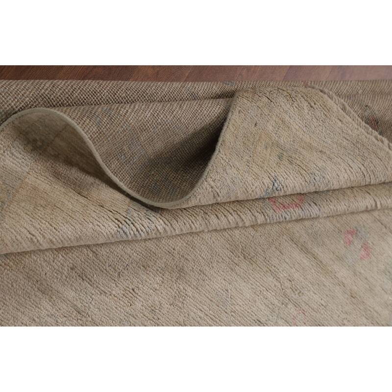 Vegetable Dye Oushak Turkish Rug Handmade Bedroom Beige Wool Carpet - 4'10"x 7'5"