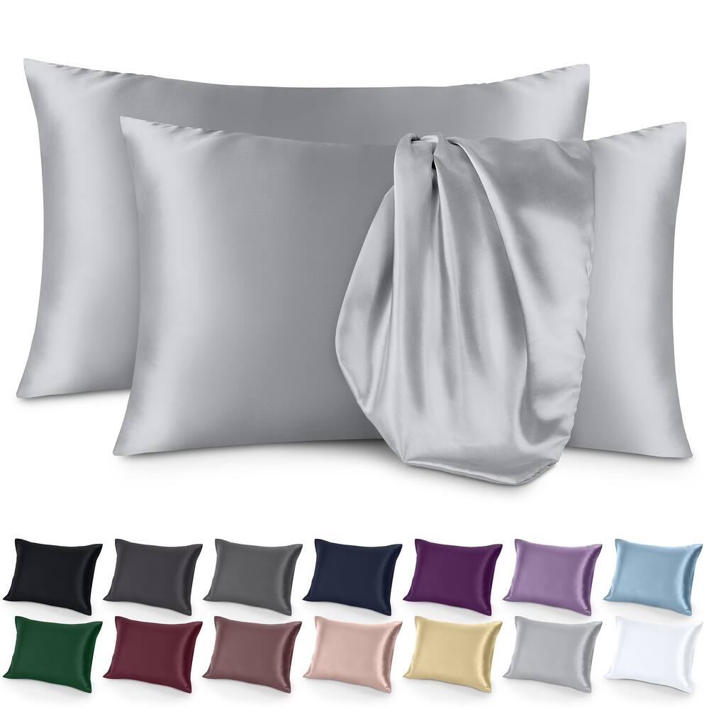 Bare Home Poly Satin Pillowcase Set for Hair and Skin (Set of 2)