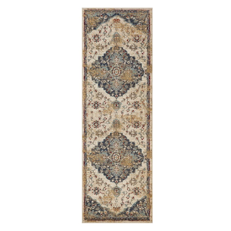 Traditional Floral Medallion Indoor Runner or Area Rug by Superior