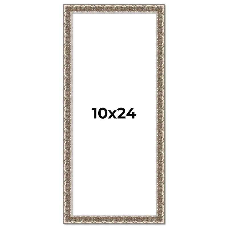 10x24 Frame Silver Versailles Ornate Solid Wood Picture Frame | 1 Inch