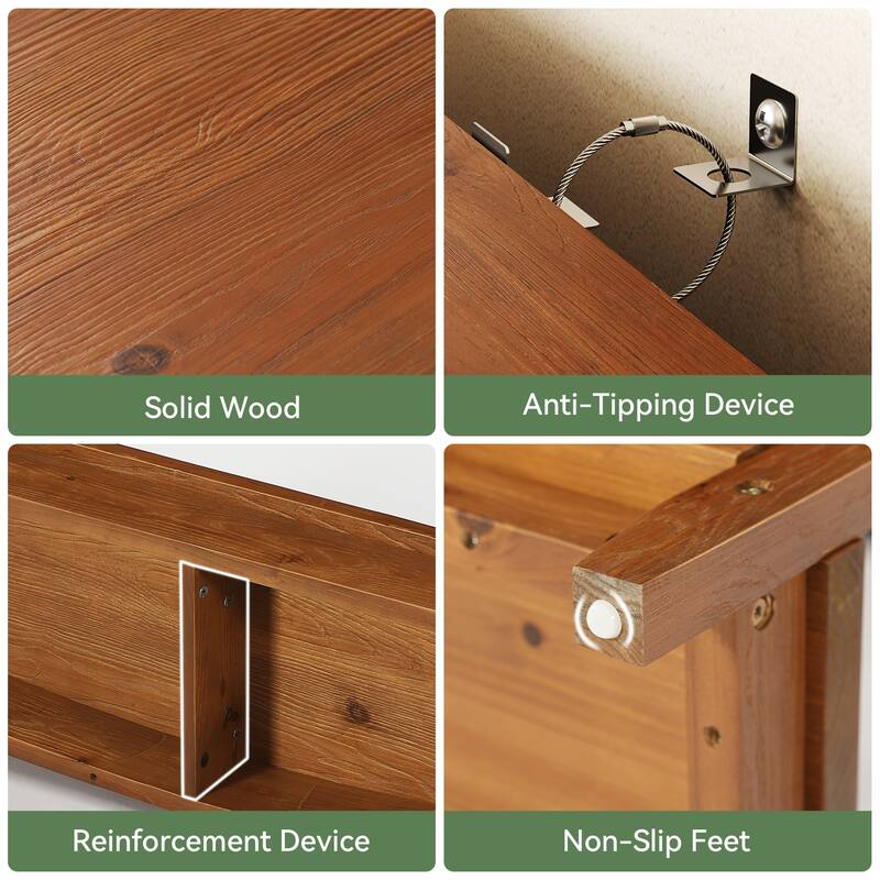 41.3" Solid Wood Console Table with Storage Shelf