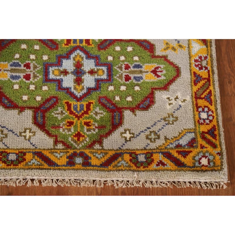 Geometric Kazak Accent Rug Handmade Wool Carpet - 2'7"x 5'10"