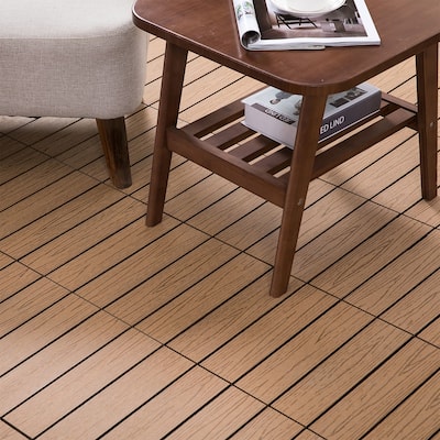 Interlocking Deck Tiles, Pack of 11 Outdoor Flooring Patio Tiles, 12" x 12"