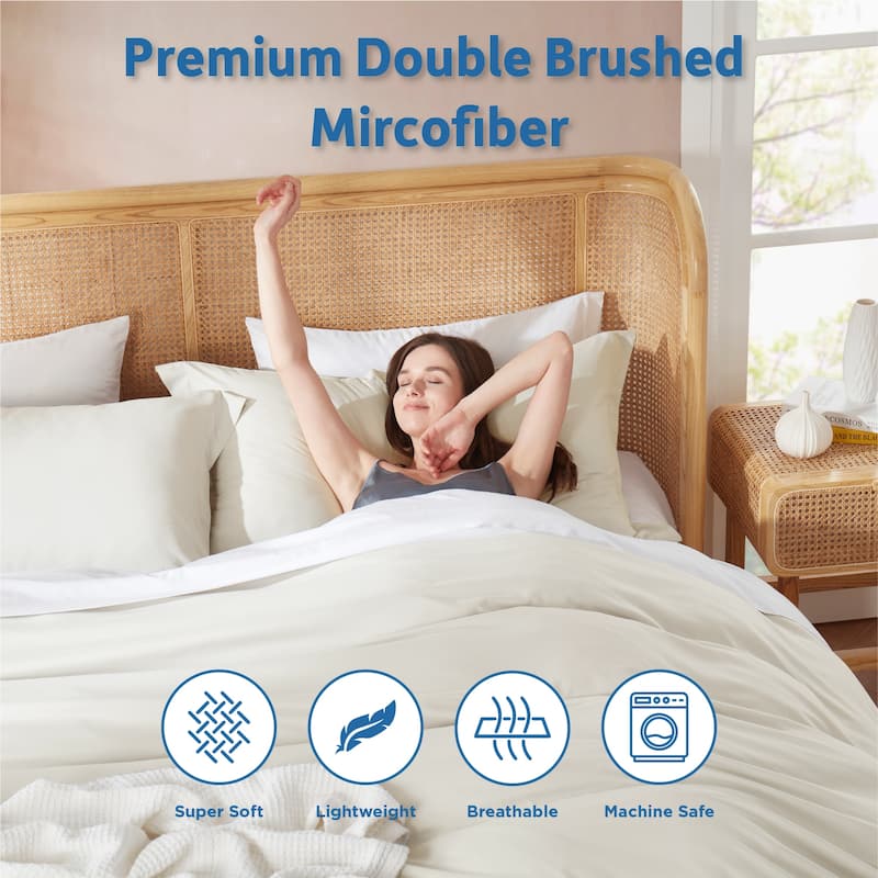 Nestl Ultra Soft Double Brushed Microfiber Duvet Cover Set with Button Closure
