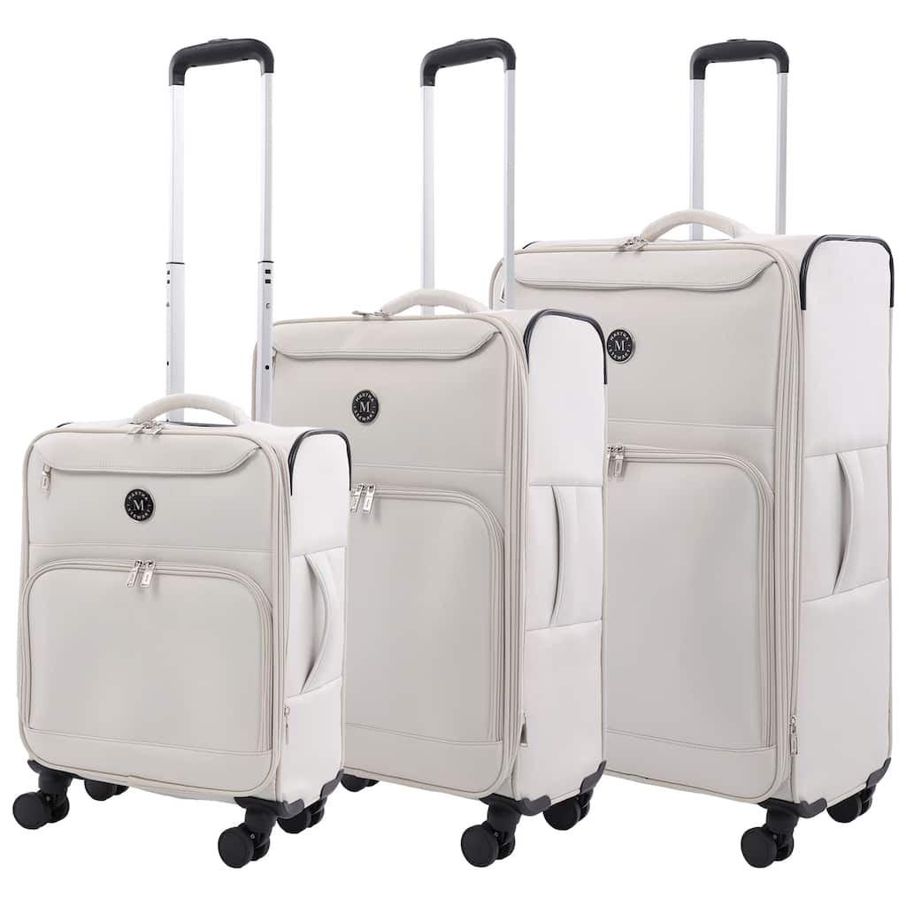 Martha Stewart 3-Piece Softside Luggage Set - 22" Carry-On, 27" Medium, 31" Large - 8 Spinner Wheels, Expandable Softshell