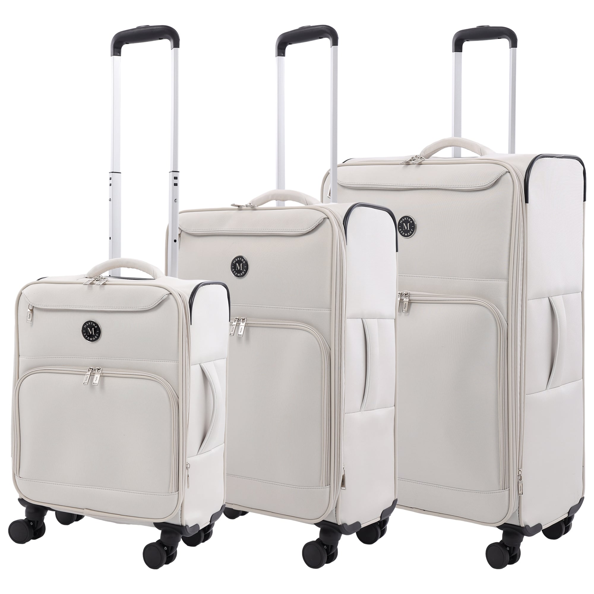 Martha Stewart 3-Piece Softside Luggage Set - 22" Carry-On, 27" Medium, 31" Large - 8 Spinner Wheels, Expandable Softshell