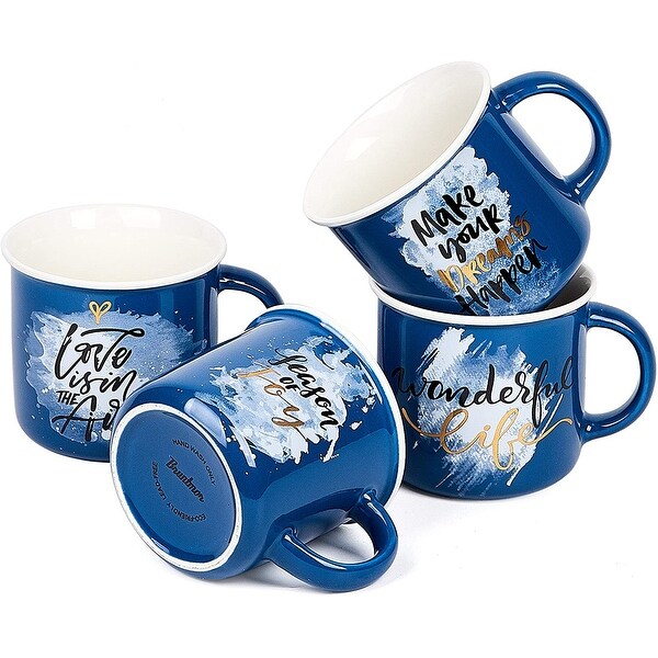 Bruntmor Set of 4 Ceramic Enamel Mugs, Best Gift Idea, Inspirational Coffee Mug Set Blue Colors Coffee/Tea Mug Set 13 oz,. Opens flyout.