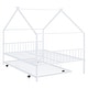 preview thumbnail 27 of 28, Full Size Metal House Bed with Twin Size Trundle