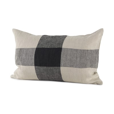 Beige and Black Plaid Pattern Throw Pillow Cover