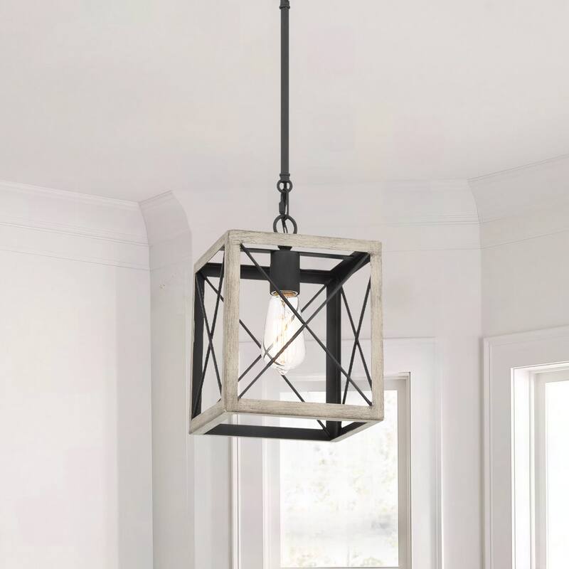 Acroma 1-light Farmhouse Rustic Rectangle Kitchen Island Pendant Light - 8 inches