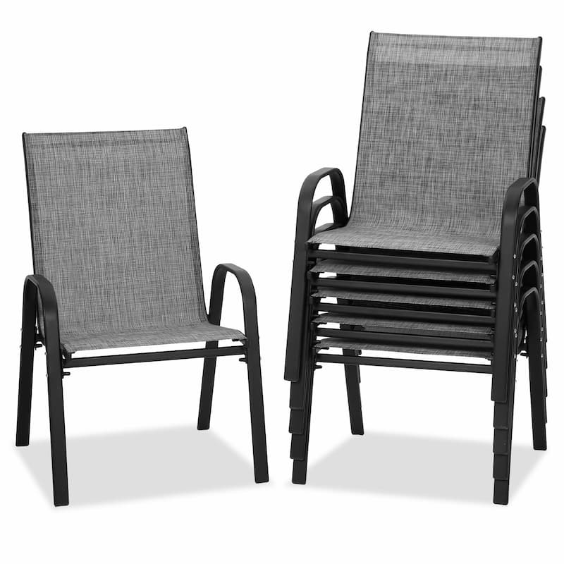 Patio Textilene Dining Chairs Set of 2/4/6/8, Outdoor Stackable Dining Chairs for Backyard, Patio Sling Chairs - 6PCS