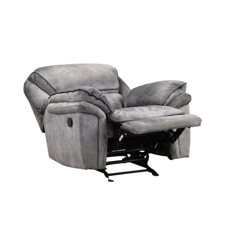 Arisa 3pc Sofa, Loveseat, Chair Manual Recliner Set, Gray Faux Leather