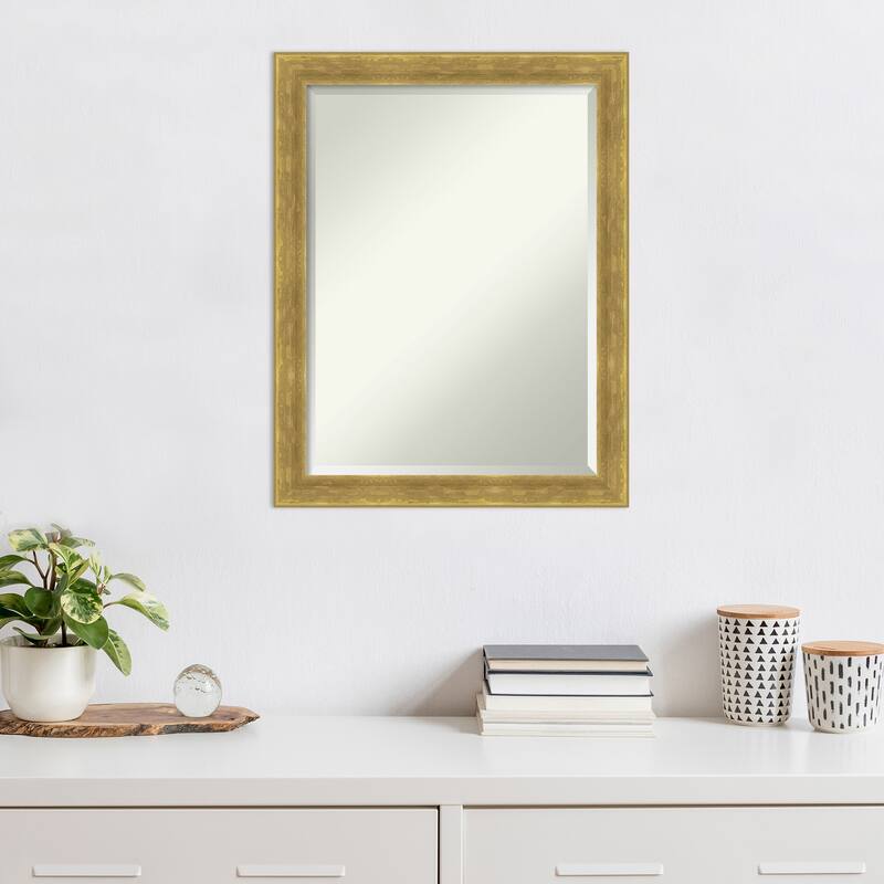 Angled Beveled Wood Framed Wall Mirror