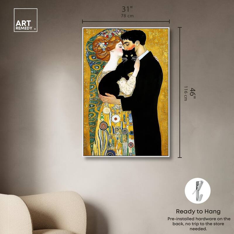 Kiss with Cat Canvas by Art Remedy