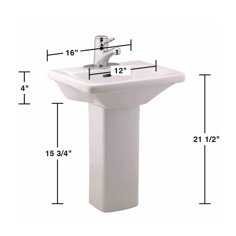 WeeWash Child Pedestal Sinks 16" Wide White Porcelain Pedestal Sink with Centerset Faucet Holes (Set of 2) Renovators Supply