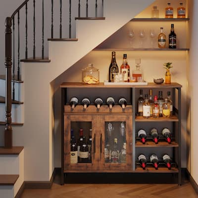 Wine Bar Rack Cabinet - 37.8"D x 13.4"W x 31.1"H