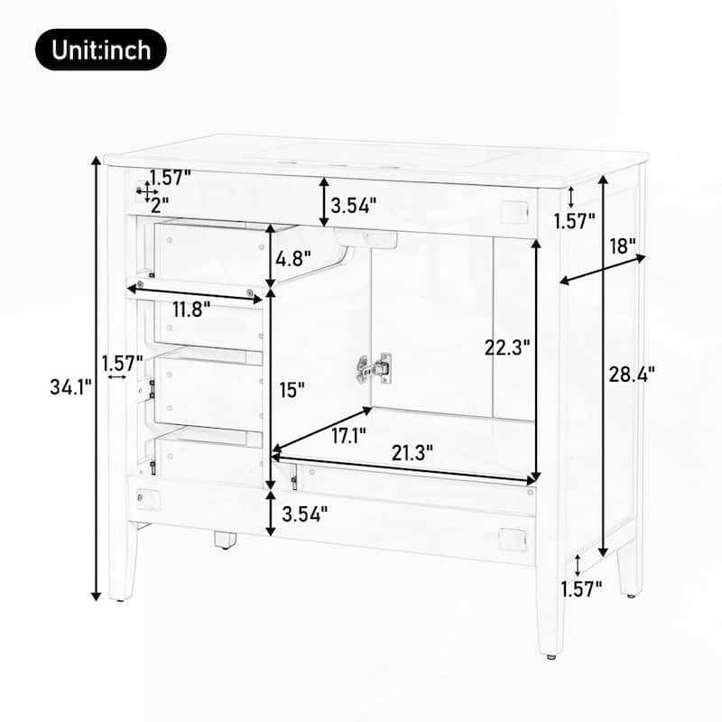 Bathroom Vanity with Sink and Bathroom Cabinet with Soft-Closing Door