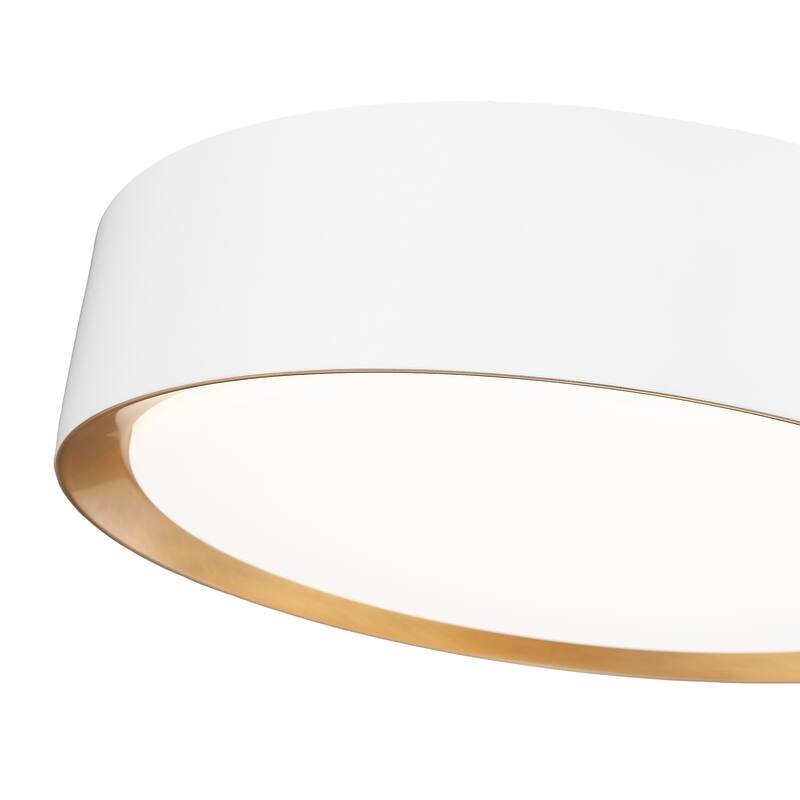 Kawan 1 Light Flush Mount in Matte White + Modern Gold