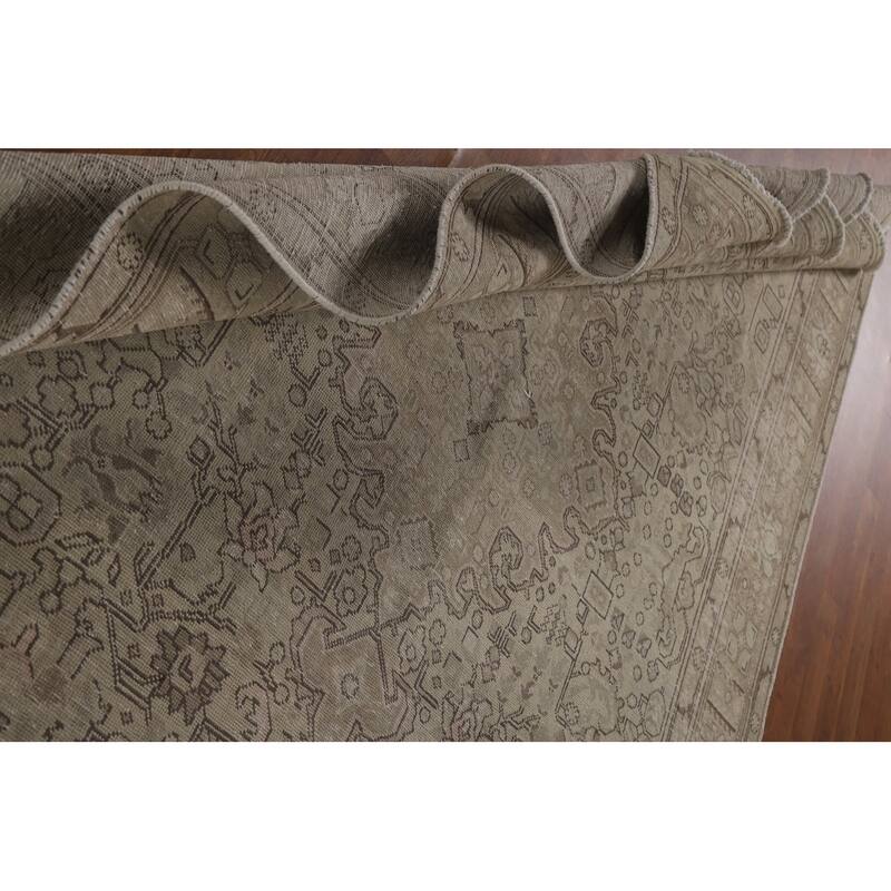 Distressed Tabriz Persian Vintage Area Rug Hand-Knotted Wool Carpet - 6'7"x 9'5"