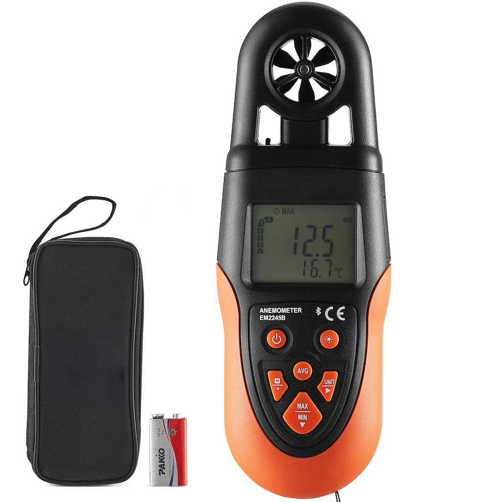 Bluetooth Portable Anemometer Digital Device for Measuring Wind Speed - 32.8-foot 0 to 78.4 mph