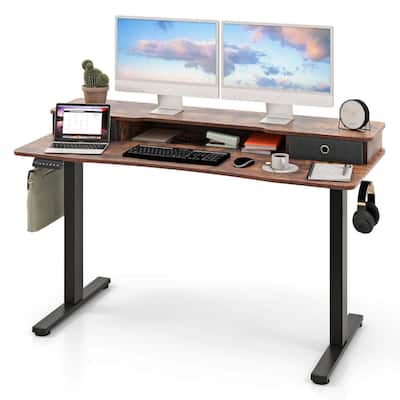 Costway 55"x 24" Electric Standing Desk with 2 Drawers Monitor Stand - See Details