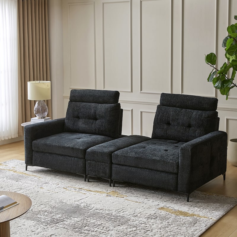 Friedrich Modern Storage Button-tufted Sectional Sofa with Adjustable Seating Depth and Metal Legs by HULALA HOME - Black