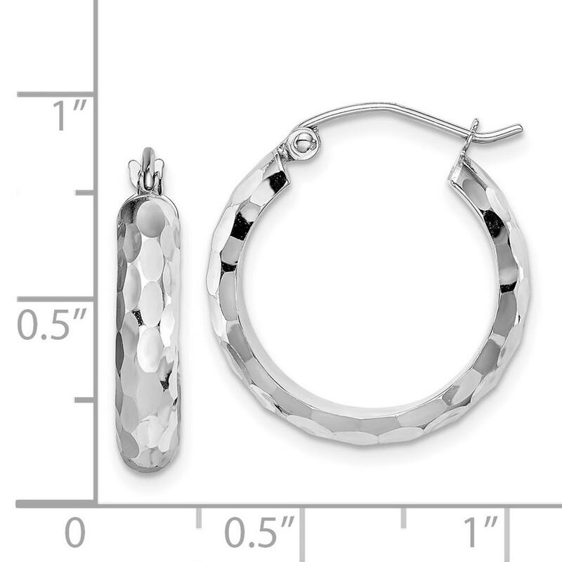 Curata 14k White Gold 21.2xmm Heavy Diamond Cut Hoop Earrings