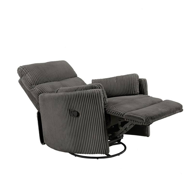 Montclair Plush Corduroy Fabric Manual Swivel Glider Recliner by iNSPIRE Q Classic