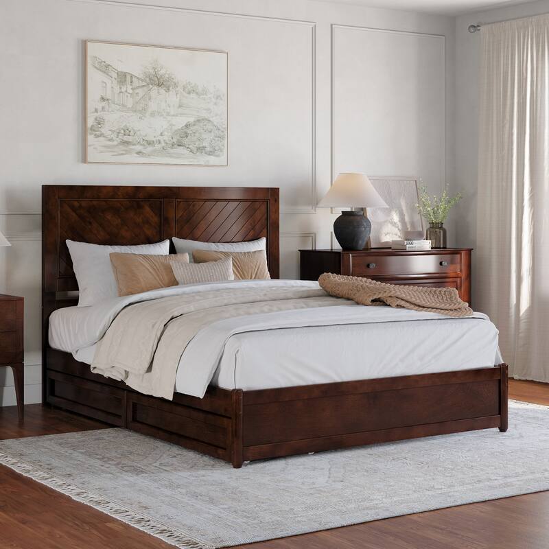 Clayton Platform Bed with Panel Footboard and Storage Drawers