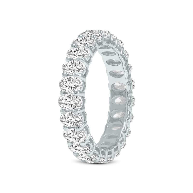 Marquee Jewels Oval Lab Grown Diamond Eternity Band in 14K White Gold (2.88 Carat TW)